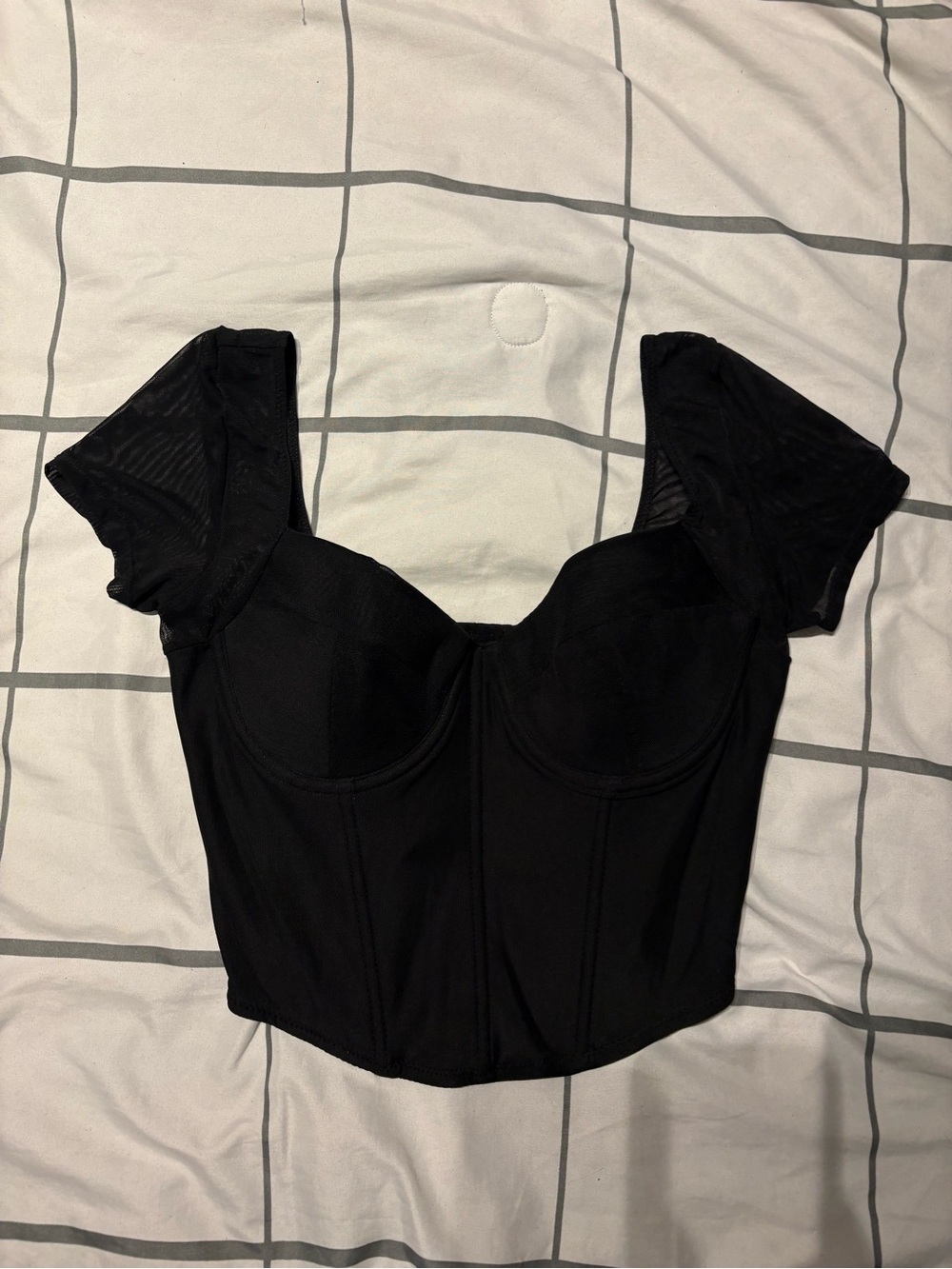 Black Sweetheart Neckline Corset Crop Top